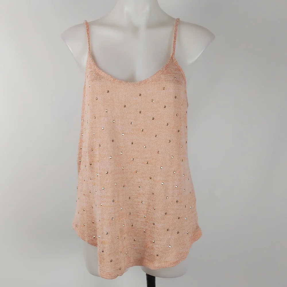 Crossroads Women's Top Size Large Orange Sleeveless Knit Round Hem Diamantes - Picture 2 of 14